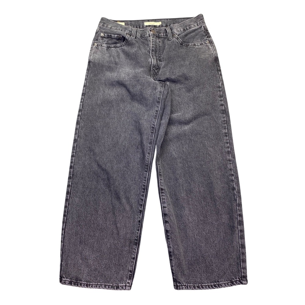 Levis Premium Baggy Dad Jeans Womens 28 Black Wash Wide Leg A3494-0014